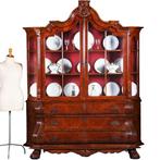 Grote noten met wortelnoten porseleinkast  ca 1870 Willem II, Antiek en Kunst, Ophalen of Verzenden