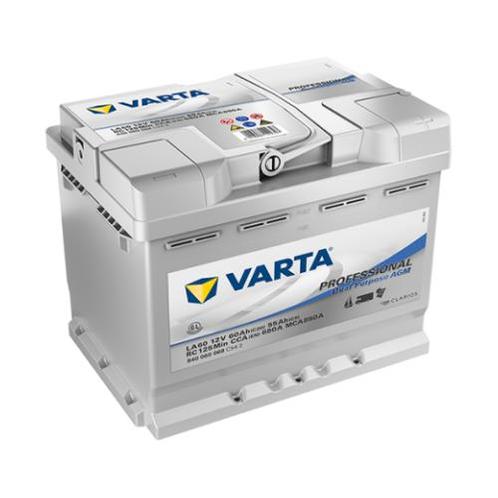 Varta LA60 AGM accu 12 volt 60 ah Dual Purpose, Caravans en Kamperen, Camper-accessoires, Nieuw, Ophalen of Verzenden