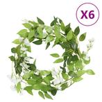 vidaXL Kerstslingers met bloemen 6 st 200 cm wit, Verzenden, Nieuw
