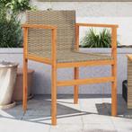 vidaXL Tuinstoelen 2 st poly rattan en massief hout beige, Tuin en Terras, Verzenden, Nieuw, Rotan