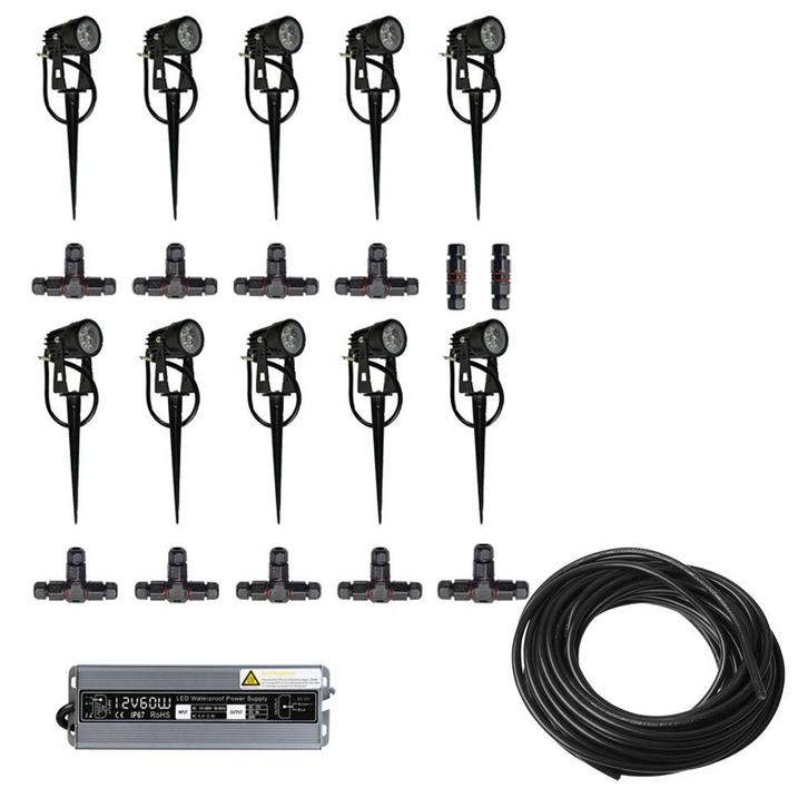 10x LED grond spot - 12V - 3 watt - complete DIY set, Hobby en Vrije tijd, Elektronica-componenten, Nieuw, Ophalen of Verzenden