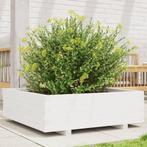 vidaXL Plantenbak 80x80x26,5 cm massief grenenhout wit, Tuin en Terras, Verzenden, Nieuw, Hout