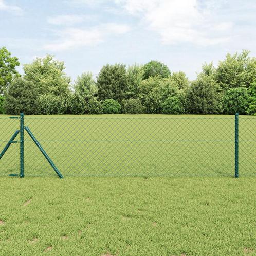 vidaXL Kettinglink Schutting Groen 0.4x10 m Staal, Tuin en Terras, Schuttingen, Nieuw, Verzenden