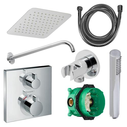 Hansgrohe Ecostat Regendoucheset Inbouw Wanduitloop met, Doe-het-zelf en Verbouw, Sanitair, Kraan, Nieuw, Chroom, Ophalen of Verzenden