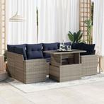 vidaXL 7-delige Loungeset met kussens poly rattan acacia, Tuin en Terras, Verzenden, Nieuw, Rotan, Loungeset