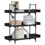 vidaXL Boekenkast 3-laags 100x33x108,5 cm bewerkt hout zwart, Verzenden, Nieuw, Overige houtsoorten