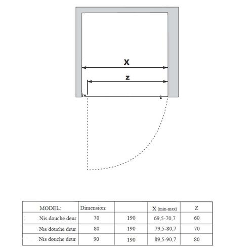 Nisdeur | BWS | Marip | 6mm | 80x190 cm | Zwart, Doe-het-zelf en Verbouw, Sanitair, Ophalen of Verzenden