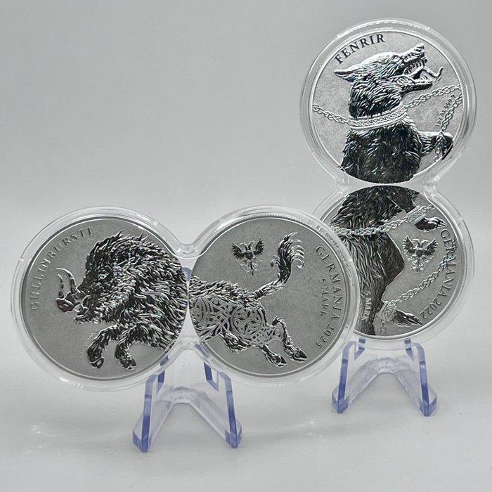 Duitsland. 5 Mark 2022/2025 Set of 2x2 Coins: Gullinbursti &, Postzegels en Munten, Munten | Europa | Niet-Euromunten