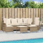 vidaXL 5-delige Loungeset met kussens poly rattan beige, Verzenden, Nieuw, Rotan, Loungeset