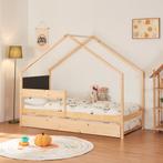 Kinderbed Sodankylä huisbed met onderschuifbed 90x200 cm nat, Verzenden, Nieuw