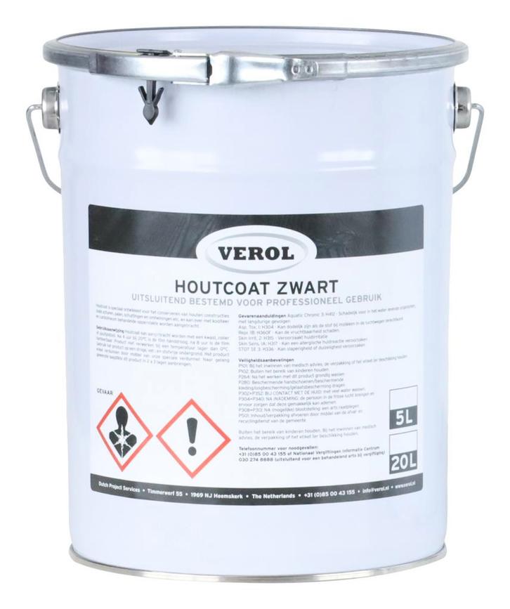 Verol Verol houtcoat zwart 5 liter, zwart, Doe-het-zelf en Verbouw, Verf, Beits en Lak, Nieuw, Verzenden