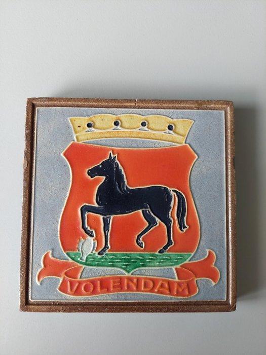 Tegel (3) - Wapentegel(3x) Volendam - Westraven - 1930-1940, Antiek en Kunst, Antiek | Glas en Kristal