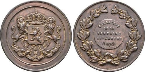 Brons medaille 1900 Belgie Leopold Ii 1865-1909, Postzegels en Munten, Penningen en Medailles, Verzenden