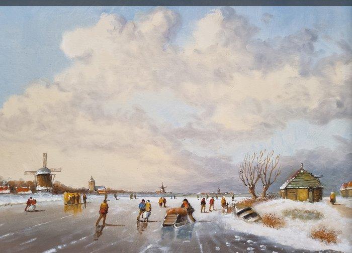 L.van Vugt ( 1952 ) - Winterlandschap, Antiek en Kunst, Kunst | Schilderijen | Klassiek