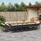vidaXL 17-delige Tuinset met kussens poly rattan zwart, 6 zitplaatsen, Nieuw, Tuinset, Verzenden