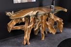 Massieve wandtafel ROOT 150cm naturel teakhout massief, Ophalen of Verzenden, Nieuw