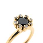 Gouden Sprite ring met saffier en diamant; 0,04 ct. | BRON, Sieraden, Tassen en Uiterlijk, Gebruikt, Overige kleuren, Ophalen of Verzenden