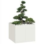 vidaXL Plantenbak 100x100x80 cm staal wit, Verzenden, Nieuw, Metaal