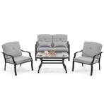 LIVSK 4-Delige Terrasmeubelset - Inclusief Zit- en Rugkussen, Tuin en Terras, Verzenden, Nieuw