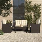 vidaXL 4-delige Loungeset met kussens poly rattan zwart, Tuin en Terras, 4 zitplaatsen, Nieuw, Loungeset, Verzenden