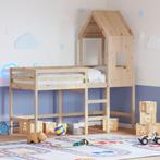 vidaXL Halfhoogslaper met ladder en bedhuis grenenhout, Huis en Inrichting, 90 cm, Eenpersoons, Bruin, Verzenden