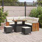 vidaXL 8-delige Tuinbankenset met kussens poly rattan acacia, Tuin en Terras, Verzenden, Nieuw, Rotan
