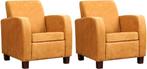 Cognac leren landelijke fauteuils - poot hout zwart - Kenia, Huis en Inrichting, Fauteuils, Nieuw, Ophalen of Verzenden, Landelijk