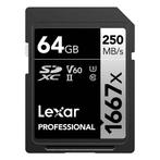 Lexar SD Pro Silver Series UHS-II 1667x 64GB V60, Nieuw, Verzenden