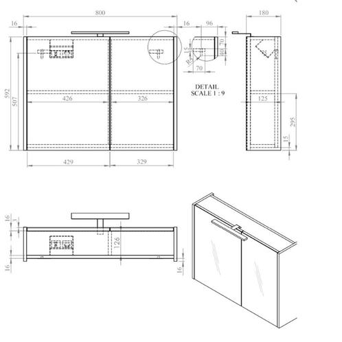 Best-Design Happy MDF Spiegelkast + Verlichting 80x60cm, Doe-het-zelf en Verbouw, Sanitair, Ophalen of Verzenden