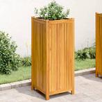 vidaXL Plantenbak met voering 42x42x100 cm massief, Tuin en Terras, Bloembakken en Plantenbakken, Verzenden, Nieuw, Hout
