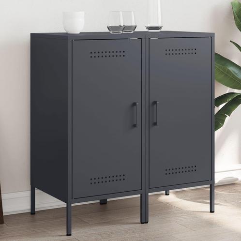 vidaXL Dressoirs 2 st 36x39x79 cm staal antracietkleurig, Huis en Inrichting, Kasten | Dressoirs, 25 tot 50 cm, Nieuw, Minder dan 50 cm