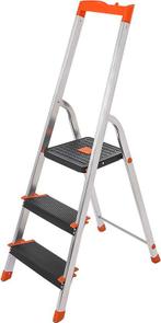 Tweedekans | SONGMICS ladder met 3 treden, aluminium ladder,, Doe-het-zelf en Verbouw, Ladders en Trappen, Ophalen of Verzenden