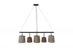 Design hanglamp LEVELS 100cm bruin beige linnen kapjes, Huis en Inrichting, Lampen | Hanglampen, Nieuw, Ophalen of Verzenden