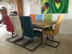 Set van 8 leren eetkamerstoelen - met sledepoot - diverse kl, Huis en Inrichting, Stoelen, Overige kleuren, Nieuw, Leer, Ophalen of Verzenden