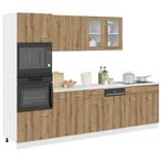 vidaXL 7-delige Keukenkastenset Lyon bewerkt hout artisanaal, Huis en Inrichting, Keuken | Keukenelementen, Verzenden, Nieuw, Bruin