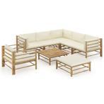 vidaXL 8-delige Loungeset met crèmewitte kussens bamboe, Verzenden, Nieuw, Hout, Loungeset