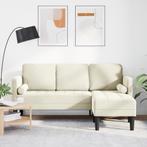 vidaXL L-vormige Bank Crème 173x131x67 cm Velvet, Huis en Inrichting, Banken | Bankstellen, Verzenden, Nieuw, Stof, Minder dan 150 cm