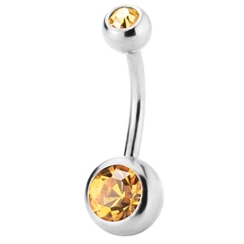 Fako Bijoux® - Navelpiercing - Kristal - Okergeel, Sieraden, Tassen en Uiterlijk, Piercings, Verzenden