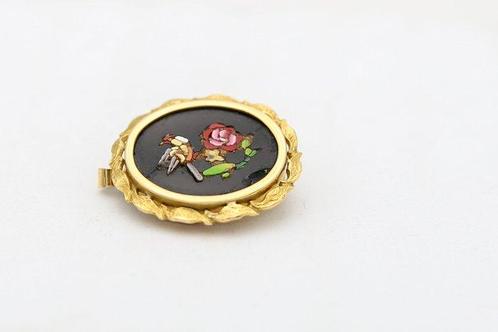 Broche - 18 karaat Geel goud Onyx, Sieraden, Tassen en Uiterlijk, Antieke sieraden