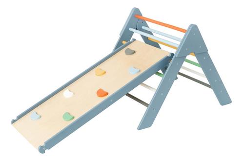 Luna Toys Colorful Multi Houten Klimrek met Glijbaan, Kinderen en Baby's, Speelgoed | Buiten | Speeltoestellen, Nieuw, Verzenden