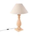 Landelijke tafellamp hout met taupe kap velours - Burdock, Huis en Inrichting, Lampen | Tafellampen, Nieuw, Overige materialen