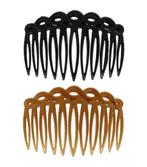 Haarkammen Set Grove Tand Wave Fantasie 7,5cm Bruin Zwart, Nieuw