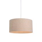 Landelijke hanglamp wit met katoenen kap lichtgrijs 50 cm -, Huis en Inrichting, Lampen | Hanglampen, Nieuw, Overige stijlen