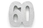 Zilver Tafeldecoratie Cijfer 60 Glitter 20,5cm, Verzenden, Nieuw