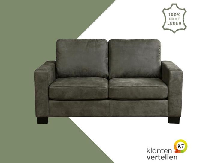 Leren bank Energy - 2 zits - Kenia Antracite (grijs) -, Huis en Inrichting, Banken | Bankstellen, 150 tot 200 cm, 75 tot 100 cm