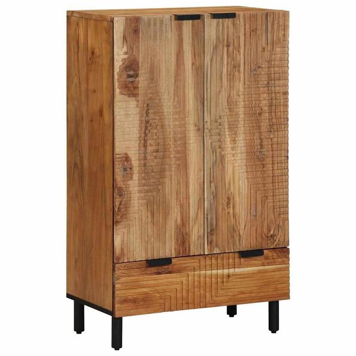 vidaXL Hoge kast Naturel 60 x 33,5 x 100 cm Massief, Huis en Inrichting, Woonaccessoires | Cd- en Dvd-rekken, Nieuw, Verzenden