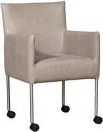 Direct meenemen | Lichtgrijze leren kuipstoel | lichtgrijs l, Huis en Inrichting, Stoelen, Overige kleuren, Nieuw, Leer, Ophalen of Verzenden