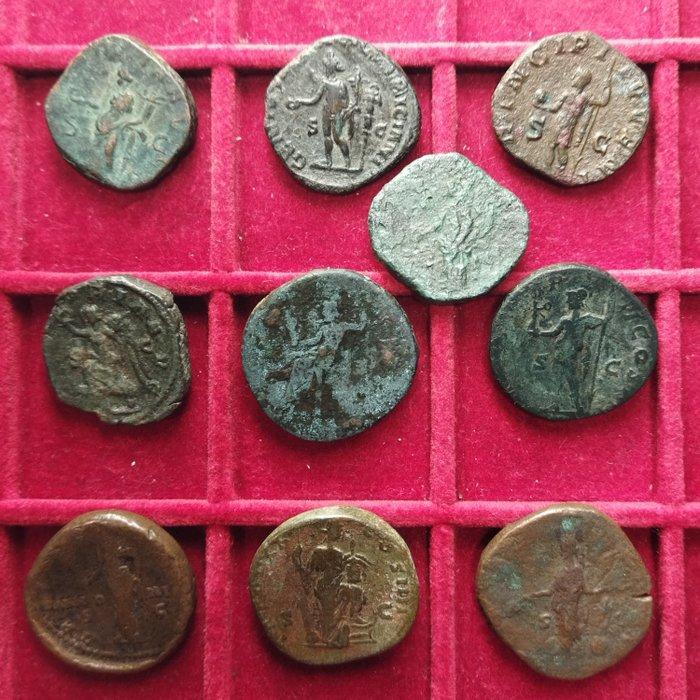 Romeinse Rijk - Lotto di 10 AE Sesterzi, Antonino Pio, Postzegels en Munten, Munten | Europa | Niet-Euromunten