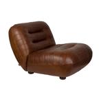 *WOONWINKEL* Dutchbone Wyatt Lounge Fauteuil Leer Chocolate, Huis en Inrichting, Fauteuils, Verzenden, Nieuw, Leer
