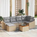 vidaXL Tuin Sofa Set met kussen 7 pcs Beige Poly riet, Tuin en Terras, Tuinsets en Loungesets, Verzenden, Nieuw, Rotan